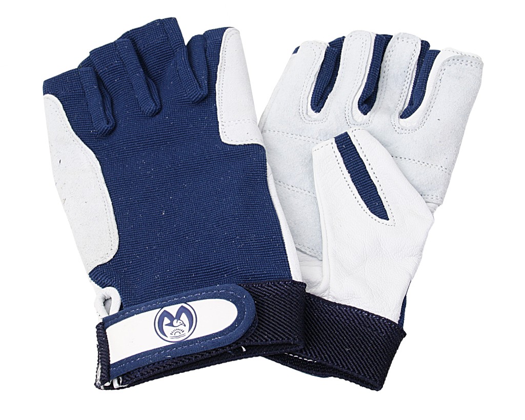 Leather sailing glove, blue/white, size L 1 Leather sailing glove, blue/white, size L