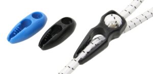 Rubber rope speed clip, plastic, for 6mm rope, blue, 10 pieces.