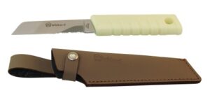 WICHARD Sailor's Knife with Leather Sheath, 130mm Blade, Fluorescent