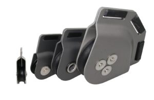 SEA SURE clew block, symmetrical sliding, aluminum, 70mm, rope 12mm
