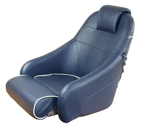 Comfort helm seat/boat chair with flip-up function, blue with white piping 1 Comfort helm seat/boat chair with flip-up function, blue with white piping