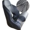 Steering seat/boat chair, sport PVC with flip-up mechanism, black with white stitching 2 tc1491