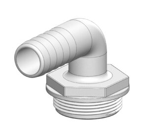 TRUDESIGN Tank hose barb 90° 1-1/2", for 25mm hose, white