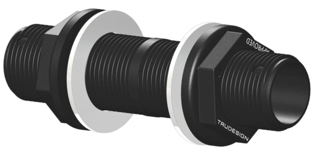 TRUDESIGN bulkhead fitting nylon/GRP 1" black 1 TRUDESIGN bulkhead fitting nylon/GRP 1" black