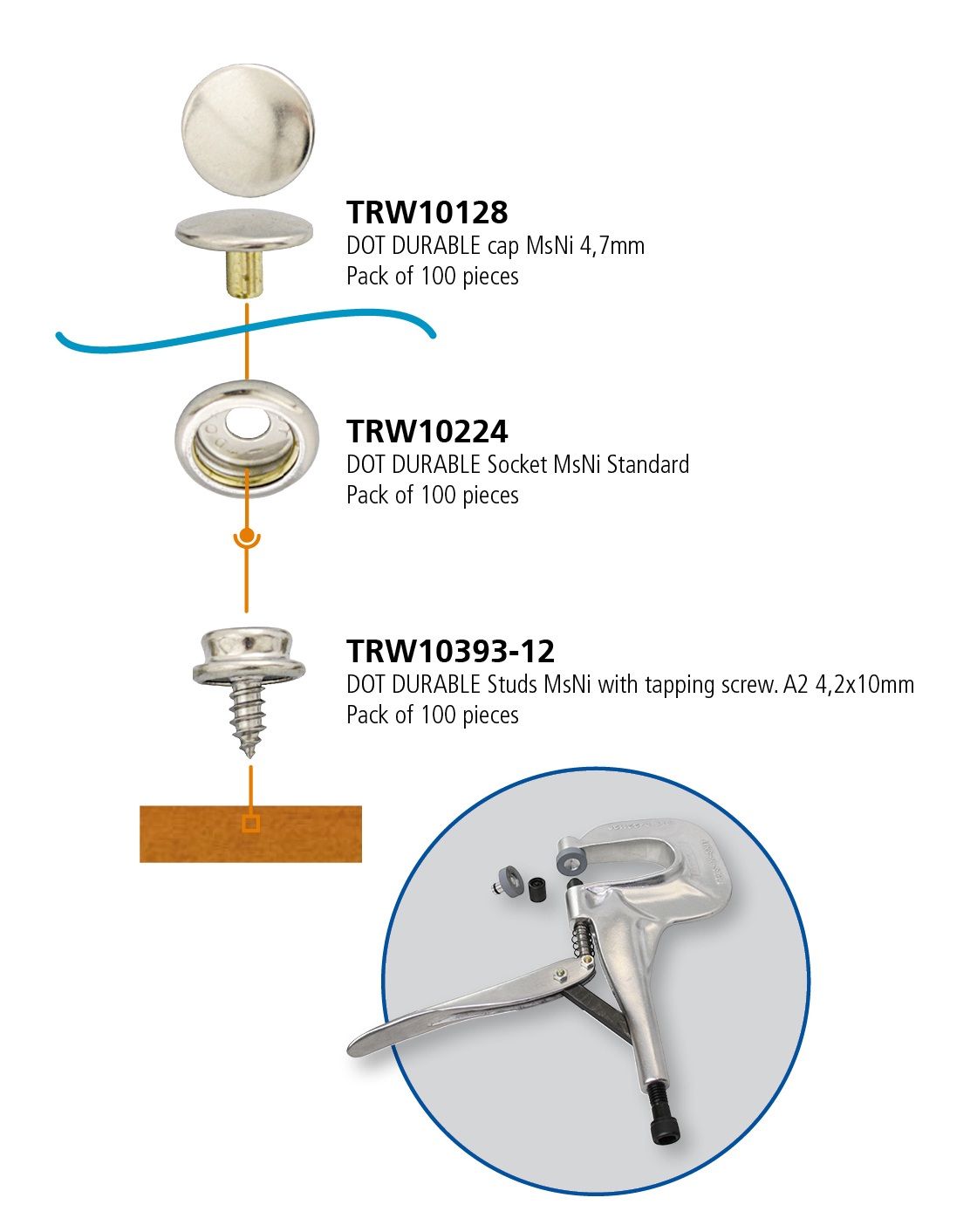 DOT Starter Push Button Set (Sheet Metal Screw) with Tool 1 DOT Starter Push Button Set (Sheet Metal Screw) with Tool
