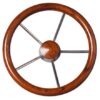 V62 - Steering wheel stainless steel/mahogany 350mm 5 spokes
