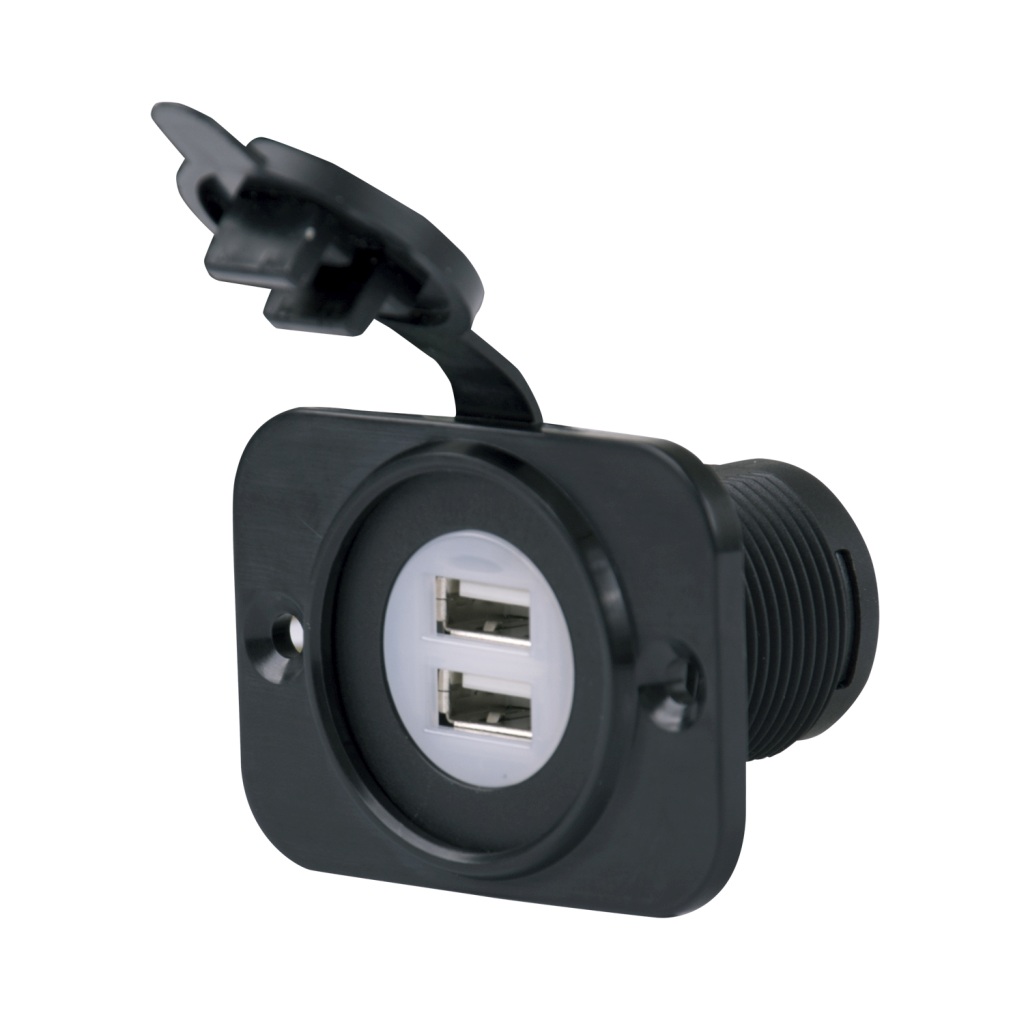 MARINCO USB-A flush-mounted double socket 12/24V 2.1A black 1 MARINCO USB-A flush-mounted double socket 12/24V 2.1A black