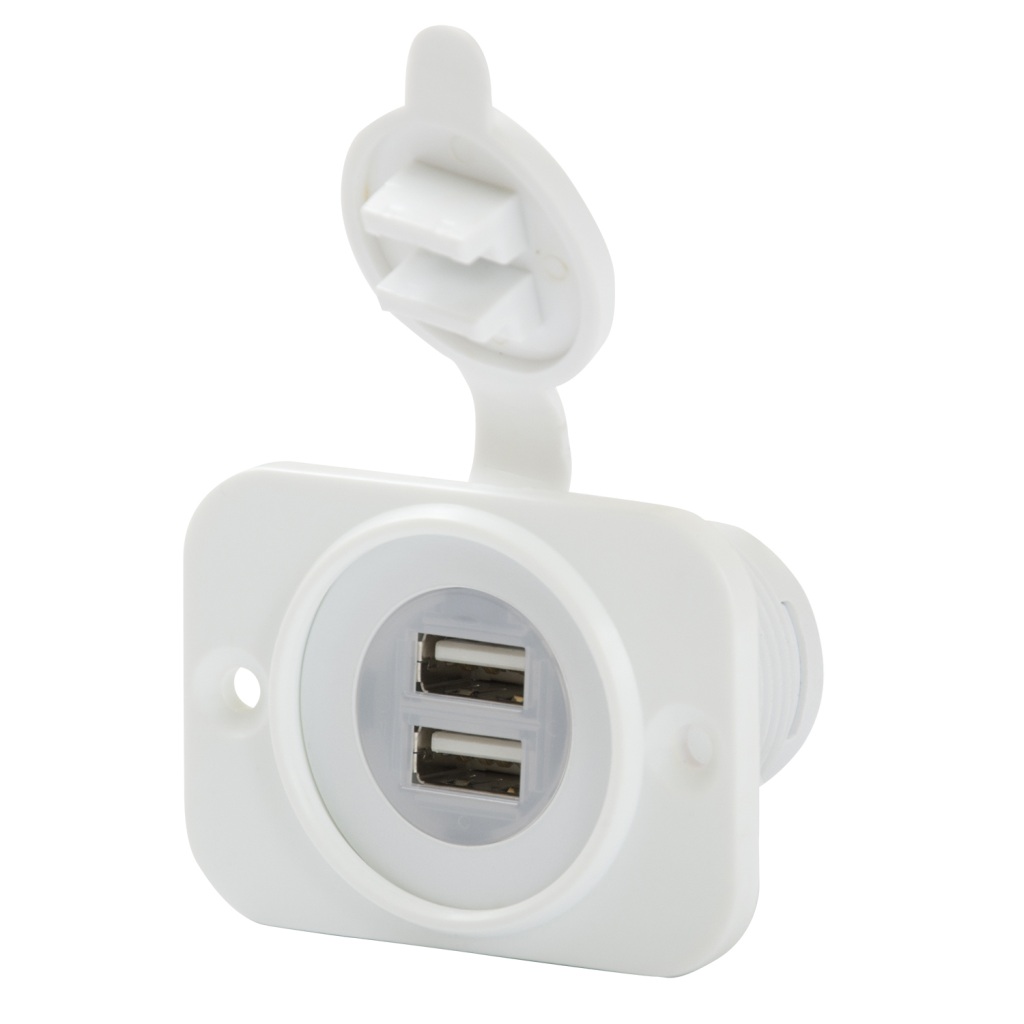 MARINCO USB-A flush-mounted double socket 12/24V 2.1A white 1 MARINCO USB-A flush-mounted double socket 12/24V 2.1A white