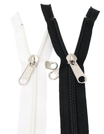 YKK spiral zipper, size 10, with metal double slider, 0.6m, white 1 YKK spiral zipper, size 10, with metal double slider, 0.6m, white
