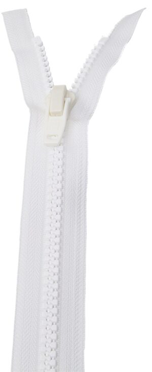 YKK toothed zipper, size 10, with POM autolock slider, white, 6.3m