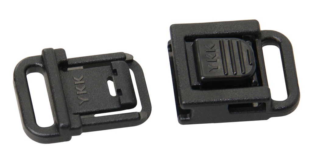YKK nylon snap buckle for 10mm black straps, 100 pieces. 1 YKK nylon snap buckle for 10mm black straps, 100 pieces.