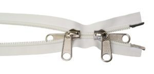 YKK two-way spiral zipper. Size 10 with metal double shutter. white 6m