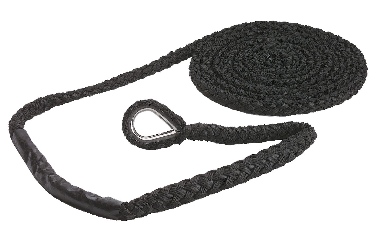ROBLINE Extension Mooring, PA, 14mm, stainless steel thimble, black, 6m 1 ROBLINE Extension Mooring, PA, 14mm, stainless steel thimble, black, 6m