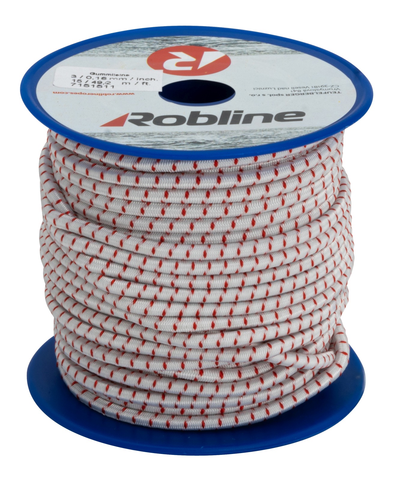ROBLINE rubber leash, PES/NR, 4mm white/red, 200m 1 ROBLINE rubber leash, PES/NR, 4mm white/red, 200m