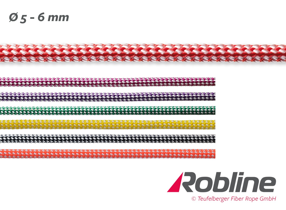 ROBLINE Dinghy Control, PES/Robtec 5mm white/pink 1 ROBLINE Dinghy Control, PES/Robtec 5mm white/pink